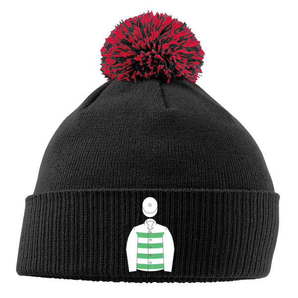 Miss K Rausing Embroidered Pom Pom Snowstar Beanie