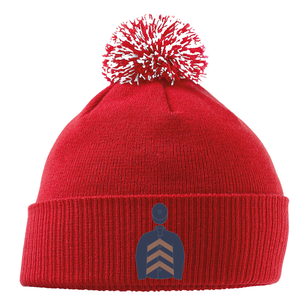 P Davies Embroidered Pom Pom Snowstar Beanie